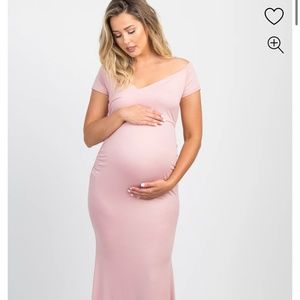 PinkBlush Pink Off Shoulder Wrap Maternity Photoshoot Gown/Dress